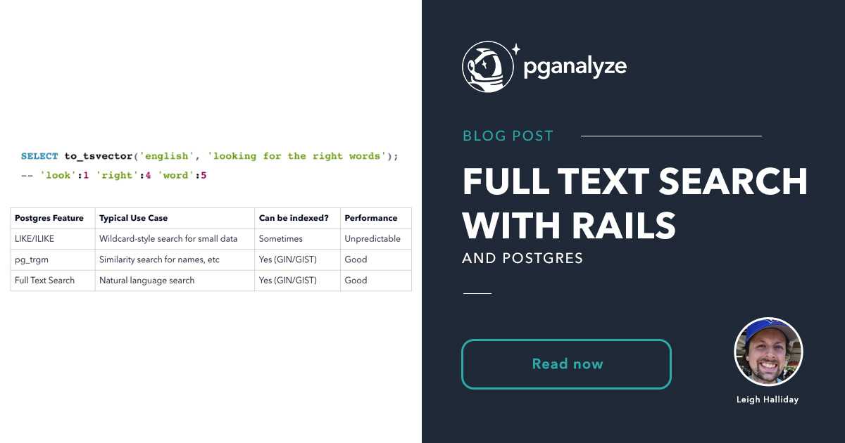 Full Text Search in Milliseconds with Rails and PostgreSQL