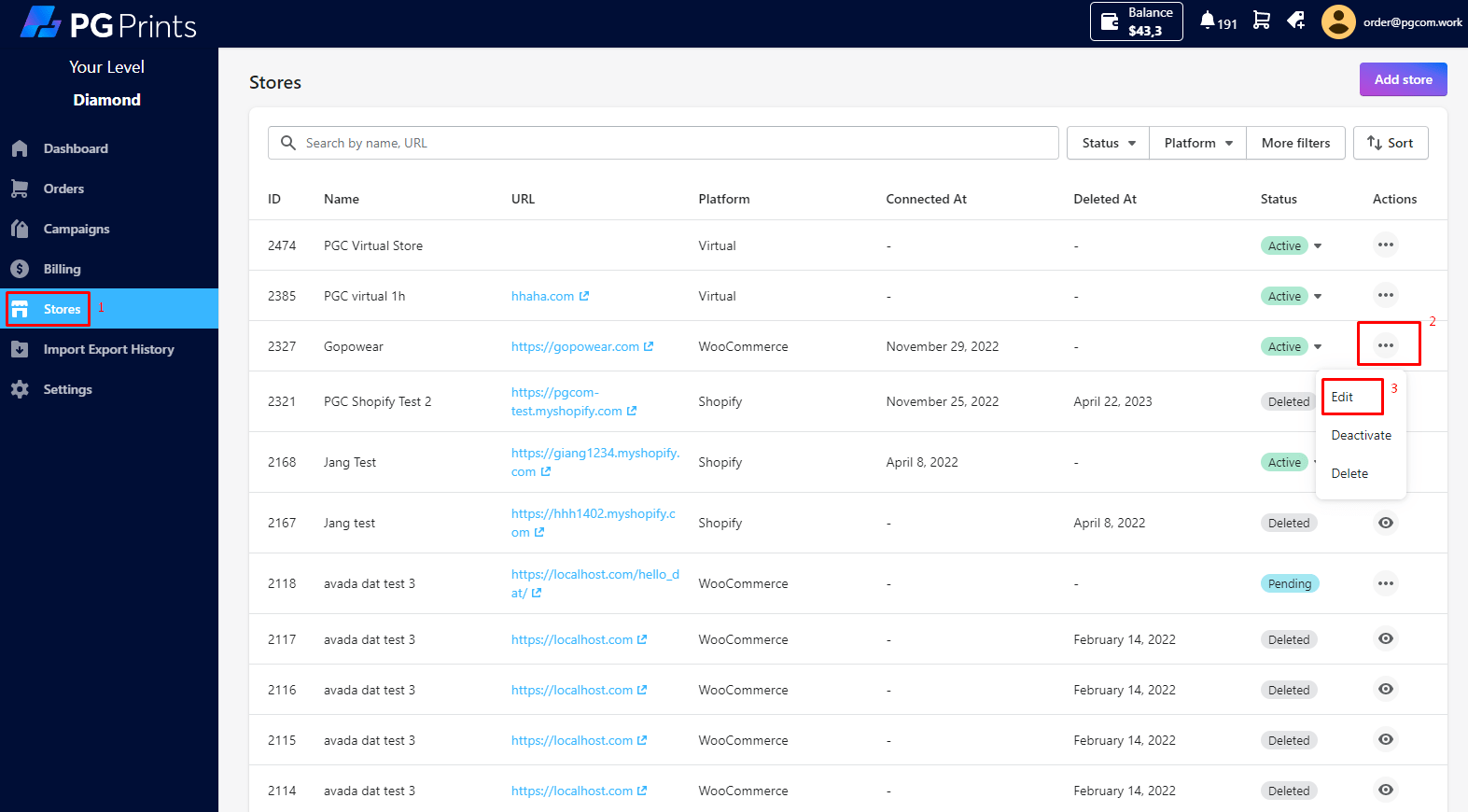 How to synchronize Tracking number into Store? PGPrints