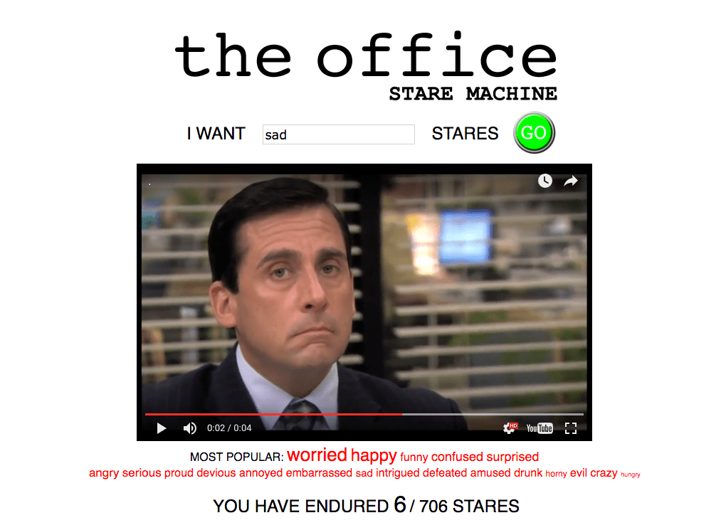 The Office Stare Machine Every time a character speechlessly breaks