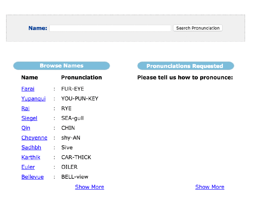 Learn how to pronounce names HowtoPronounce.com