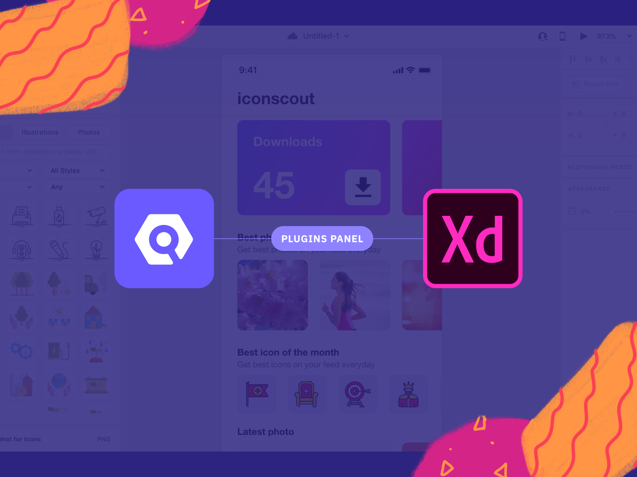 Icondrop for Adobe XD 2.0 Insert icons, illustrations, and stock