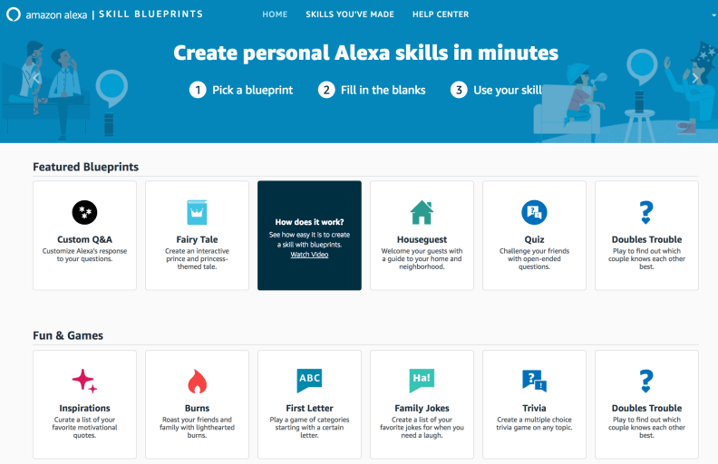 Amazon Blueprints Create your own Alexa Skill in minutes Product Hunt