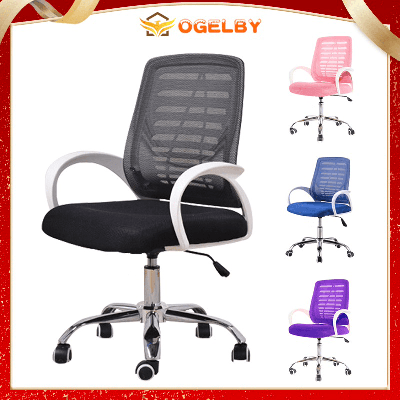 OGELBY Mid Back Mesh Office Chair for Study Table Adjustable Height 360