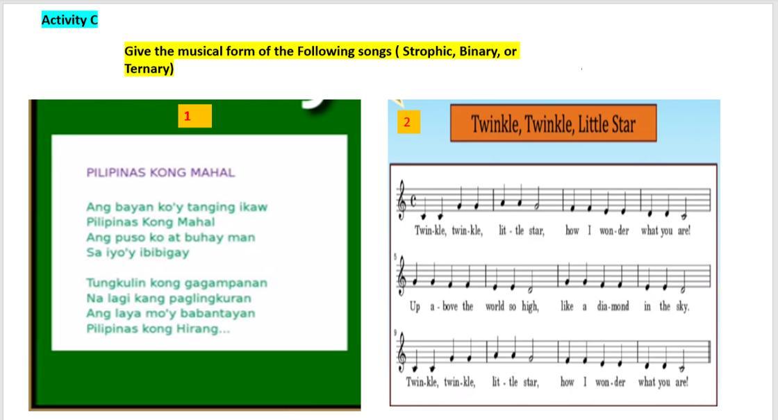 Give the musical form of the Following song ( Strophic, Binary, or