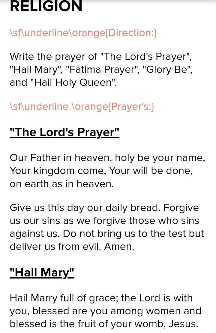 1.What is prayer? 2. Importance of prayer 3. Basic prayers (The Lord's