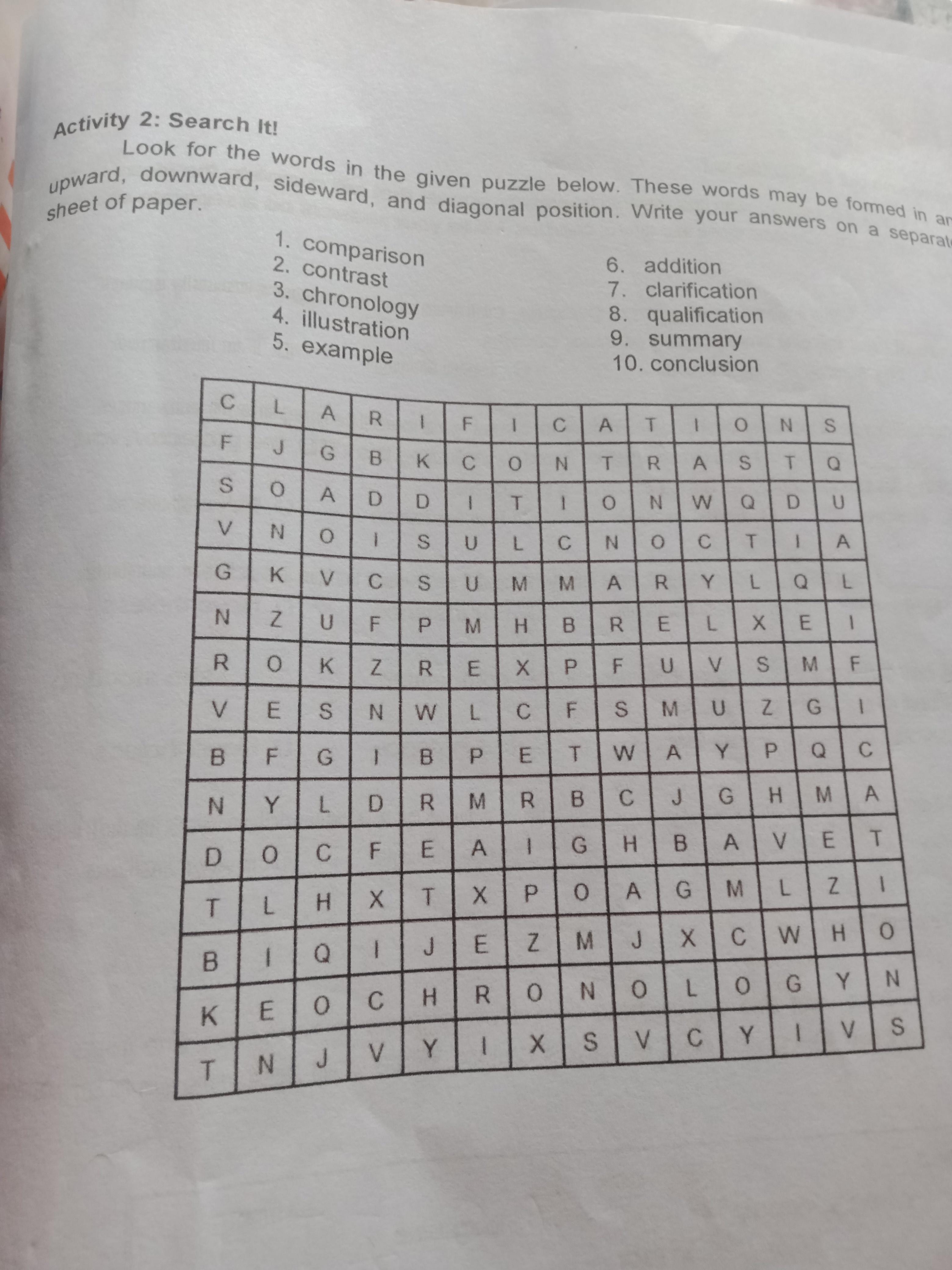 Look for thewords in the given puzzle below.These words may be formed