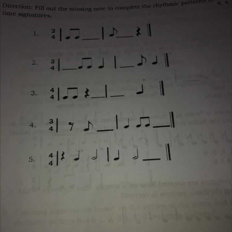 Additional Activities DirectionFill out the missing note to complete