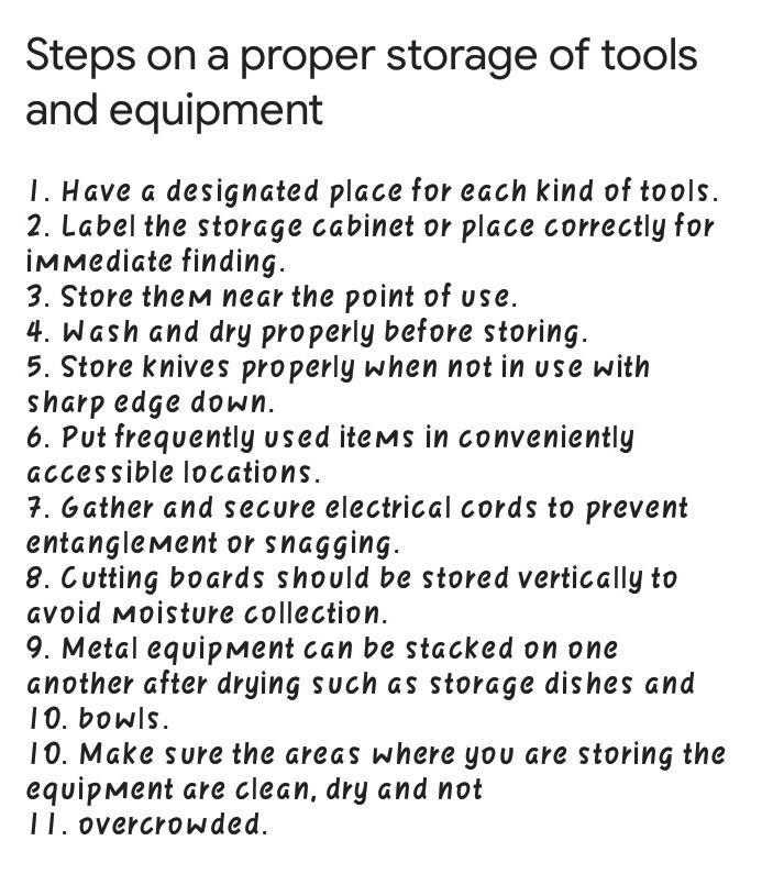 proper sstorage of tools and equipments good practices and benefits