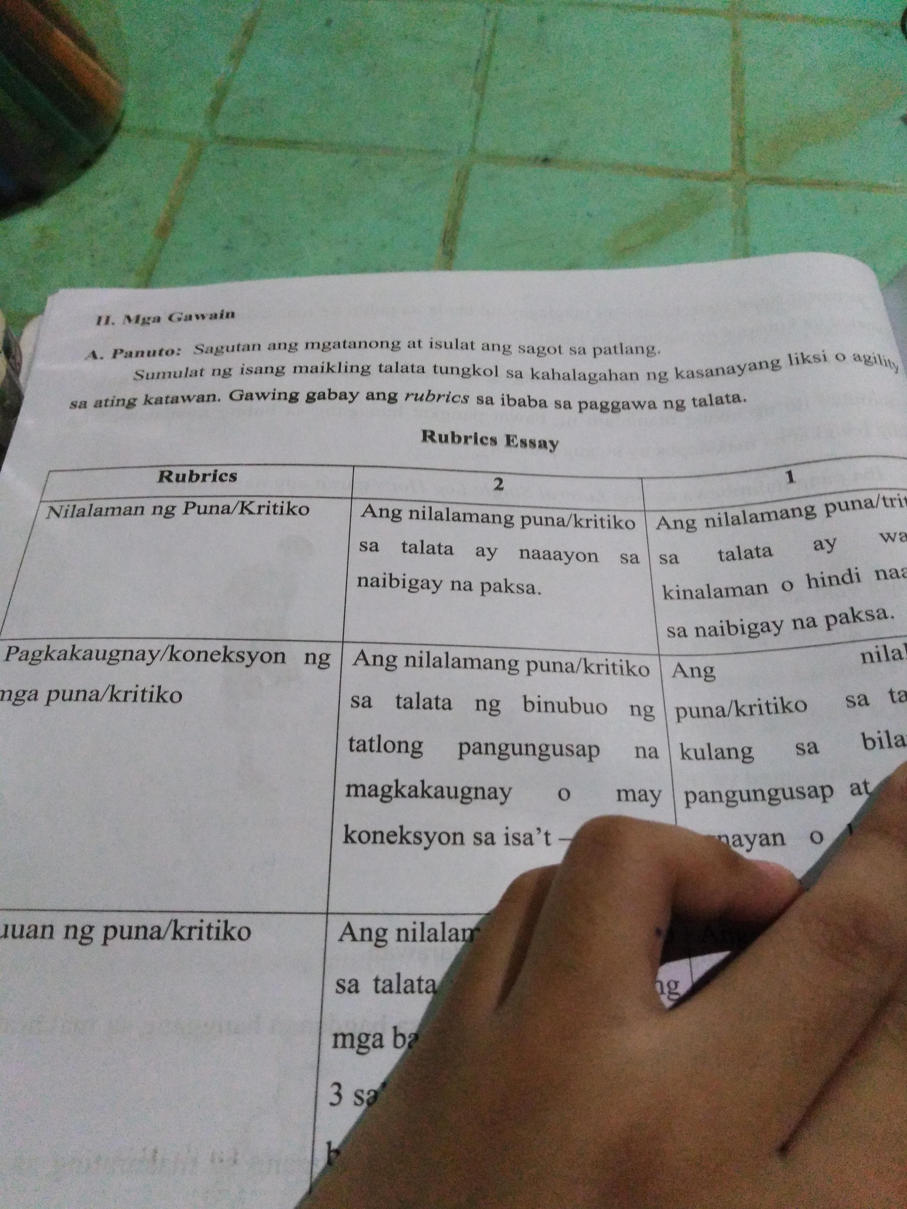 Rubrik Sa Pagsulat Ng Talata Brainly pagsulatizen