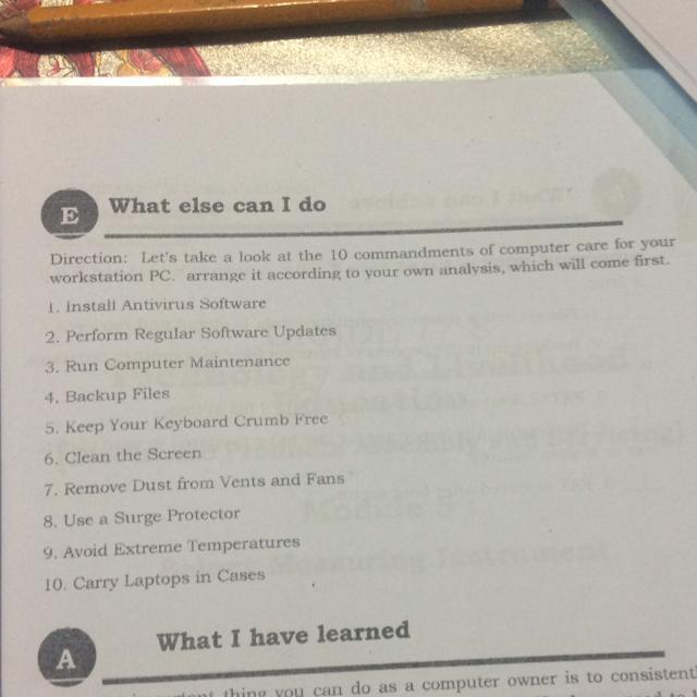 Direction Let's take a look at the 10 commandments of computer care