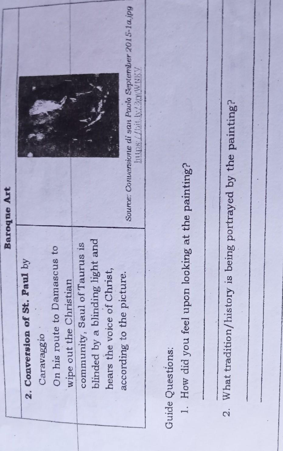 Guide Questions 1. How did you feel upon looking at the painting? 2