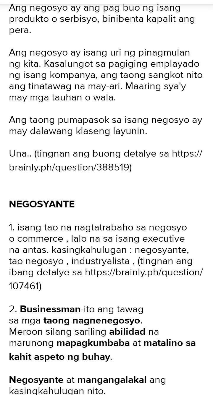 Layunin Ng Negosyo Brainly