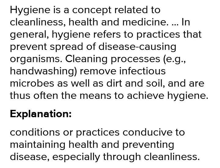 1.what is meaning of hygiene Brainly.ph
