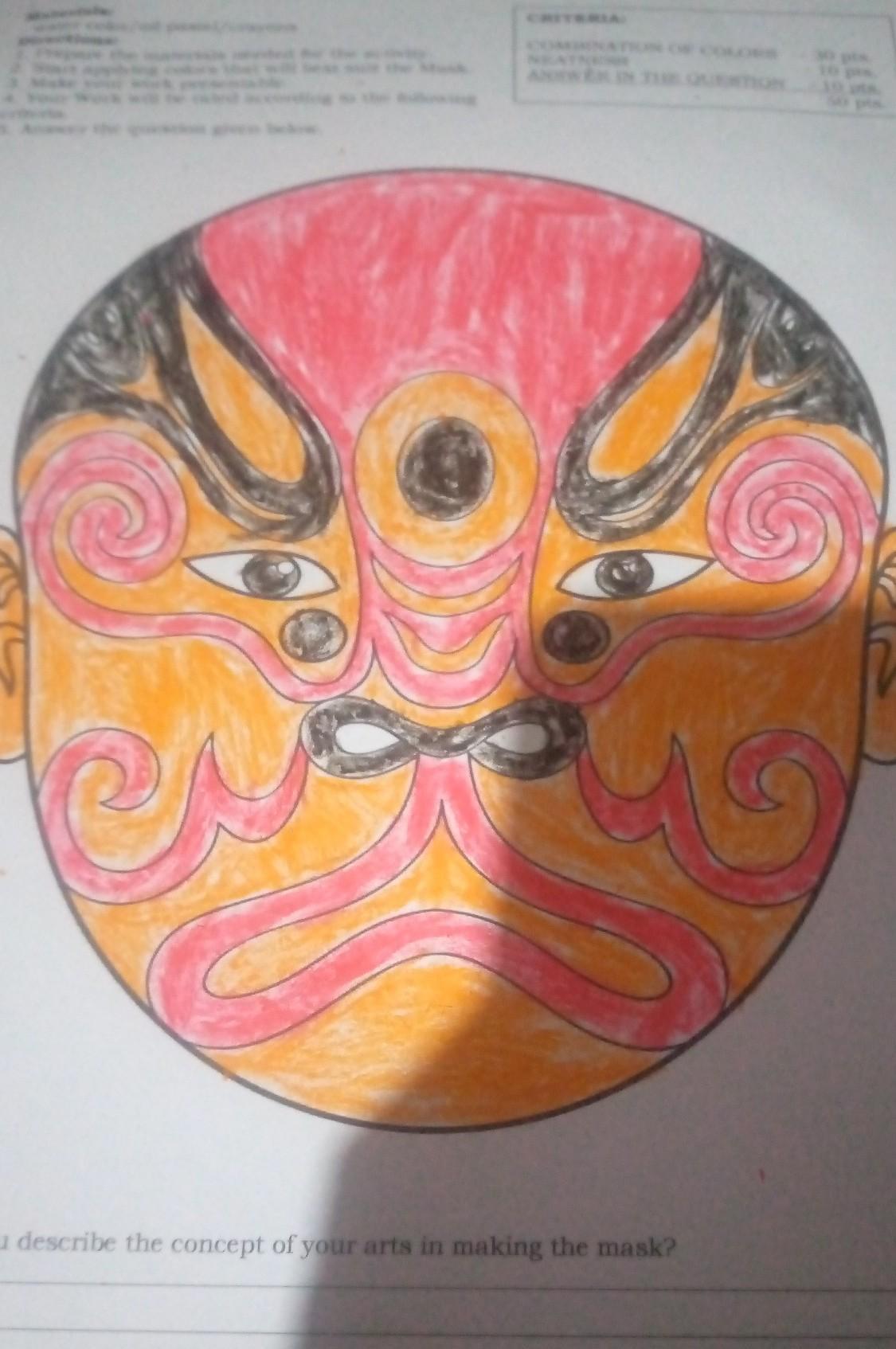 can you describe my making a mask Brainly.ph