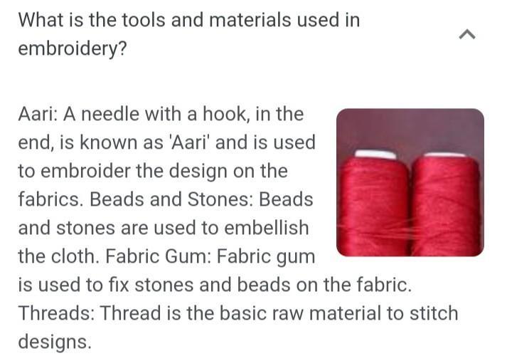What are the materials and tools used in embroidery? Brainly.ph
