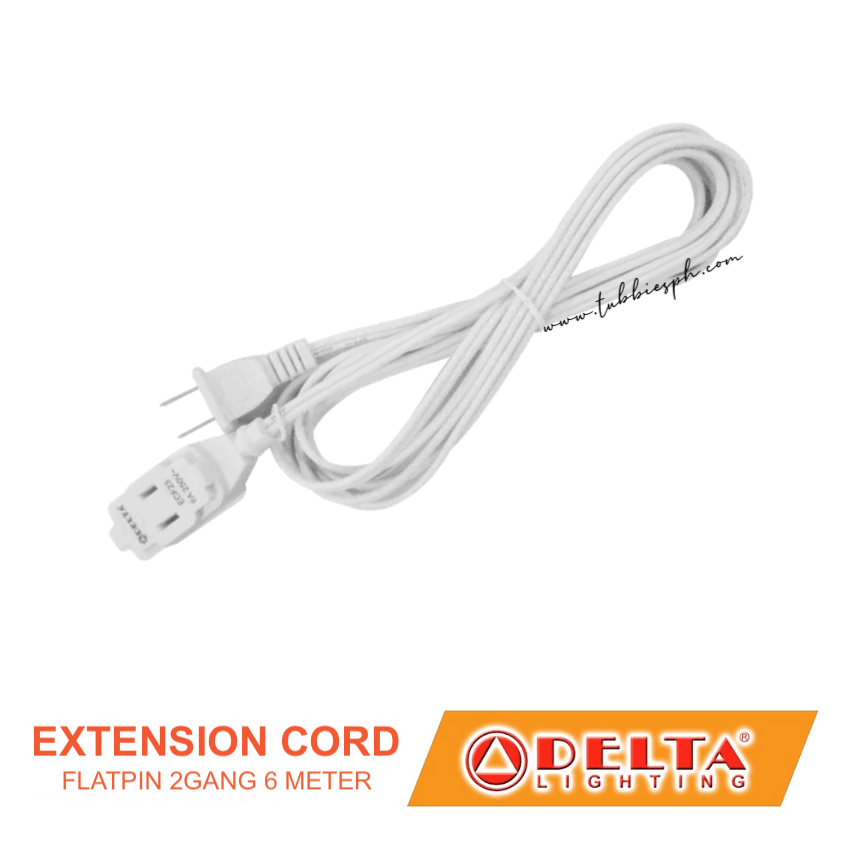 Delta Lighting Extension Cord Flat Pin 2 Gang 3 Meter and 6 Meter