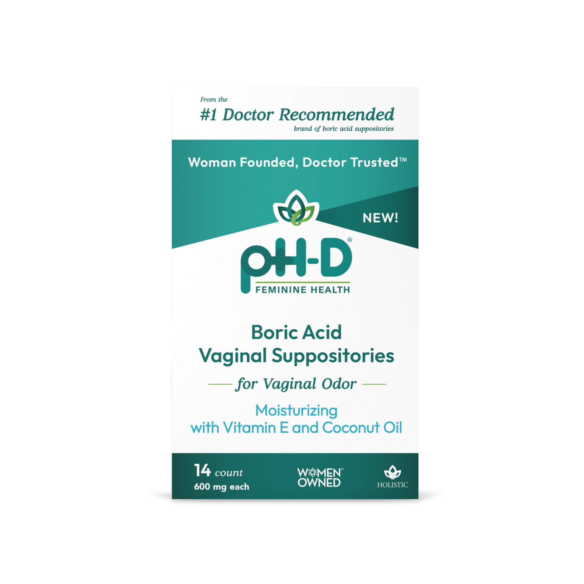 pHD Feminine Health Boric Acid Vaginal Moisture Suppositories 14ct