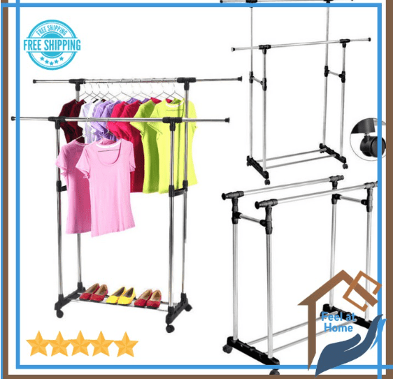 Indoor Double Pole telescopic Clothes Rack Lazada PH