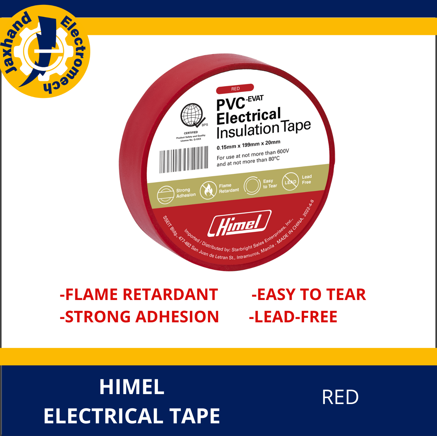 Himel PVC Electrical Tape Fire Retardant / Insulation Tape / Adhesive