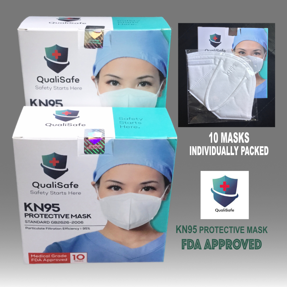 QualiSafe KN95 [WHITE] 5 Layers Protective Mask Medical Grade FDA