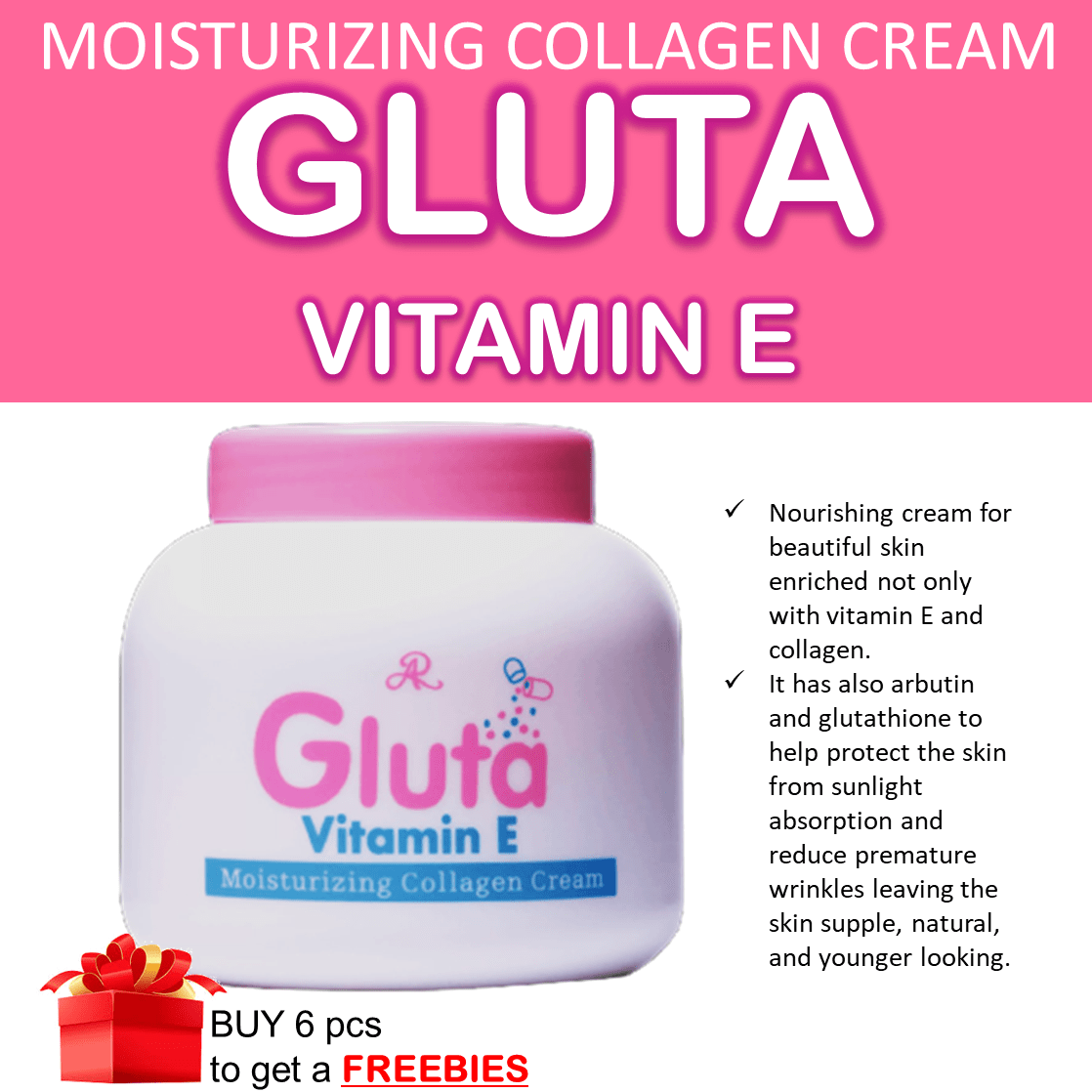 Gluta Vitamin E moisturizing collagen cream Lazada PH