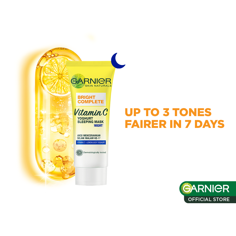 Garnier Bright Complete Night Cream Face Moisturizer Yoghurt Sleeping