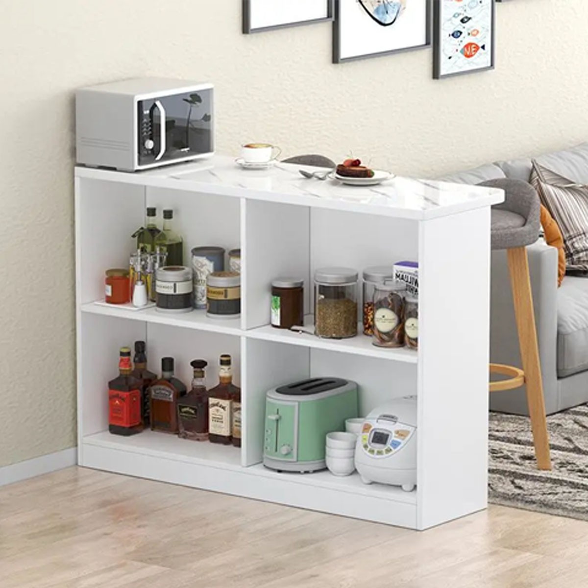 HOMERIFIC Counter Shelves Divider Small Apartment Bar Table Room