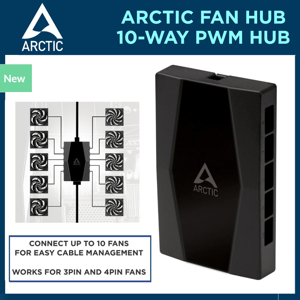 ARCTIC Case Fan Hub 10way PWM Fan Distributor with SATA Power