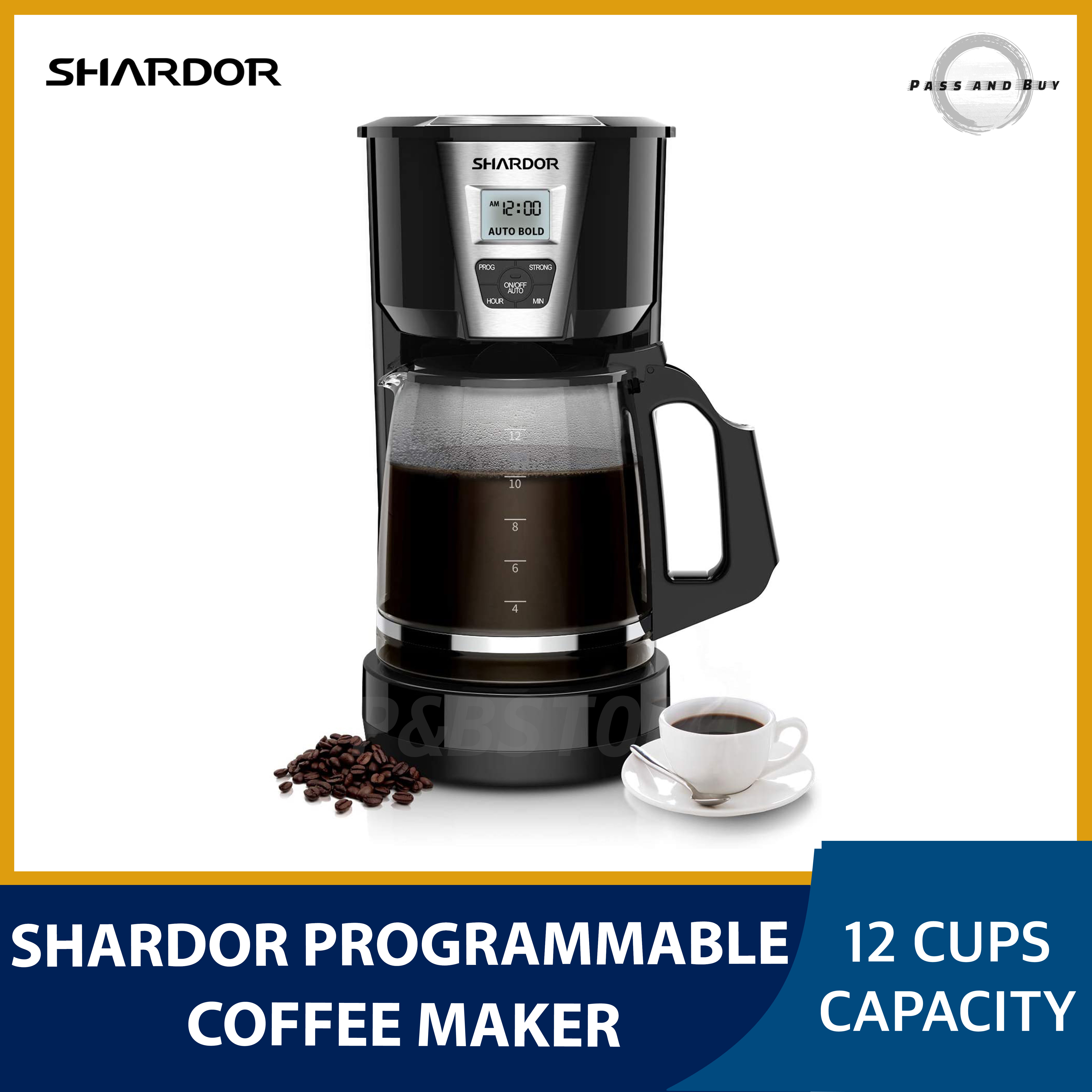 Shardor Drip Coffee Maker, 12 Cup Programmable Brew Coffee Machine 3.0
