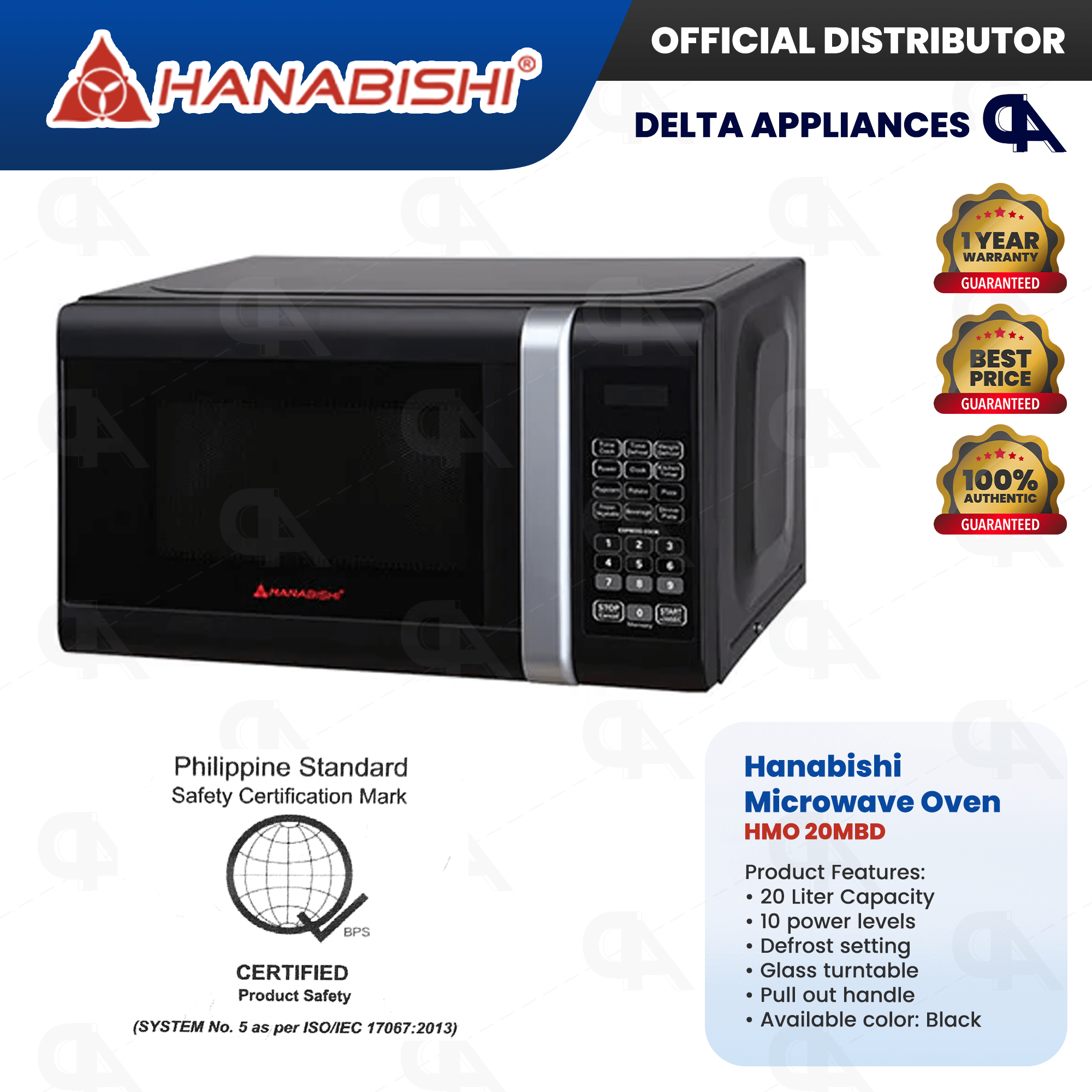 Hanabishi HMO 20MBD Microwave Oven 20L Lazada PH