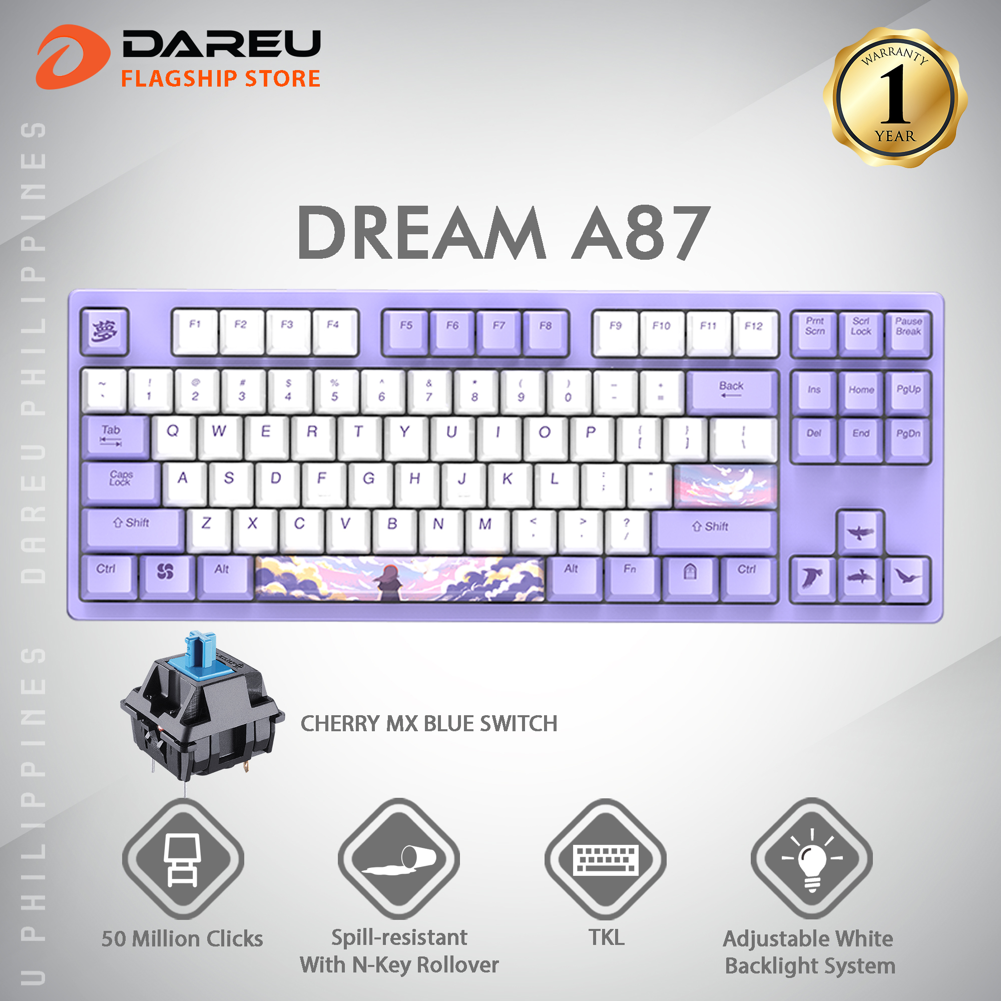 Dareu A87 DREAM TKL Mechanical Keyboard (Cherry MX Blue) D Switch