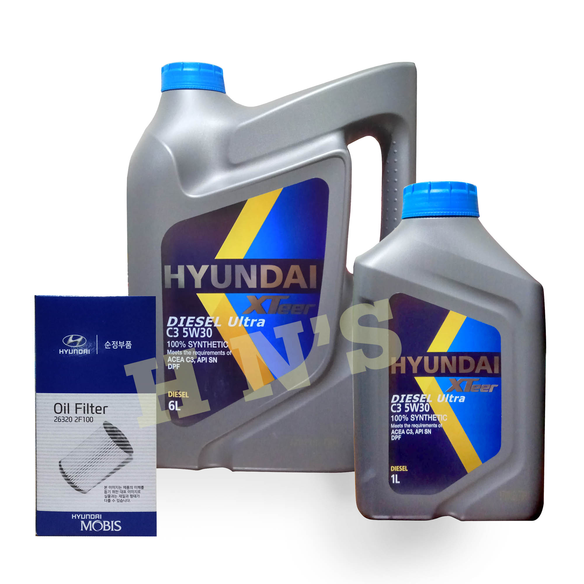 Hyundai XTeer Diesel Ultra C3 5W30 Fully Synthetic Motor Oil Bundle