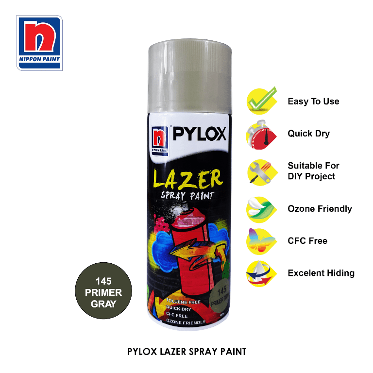 Pylox Lazer Spray Paint Primer Gray No.145 Nippon Lazada PH