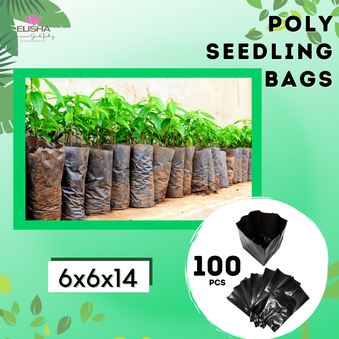 100PCS PER PACK BLACK PLASTIC SEEDLING BAG 6x6x10, 6x6x11, 6x6x12, and