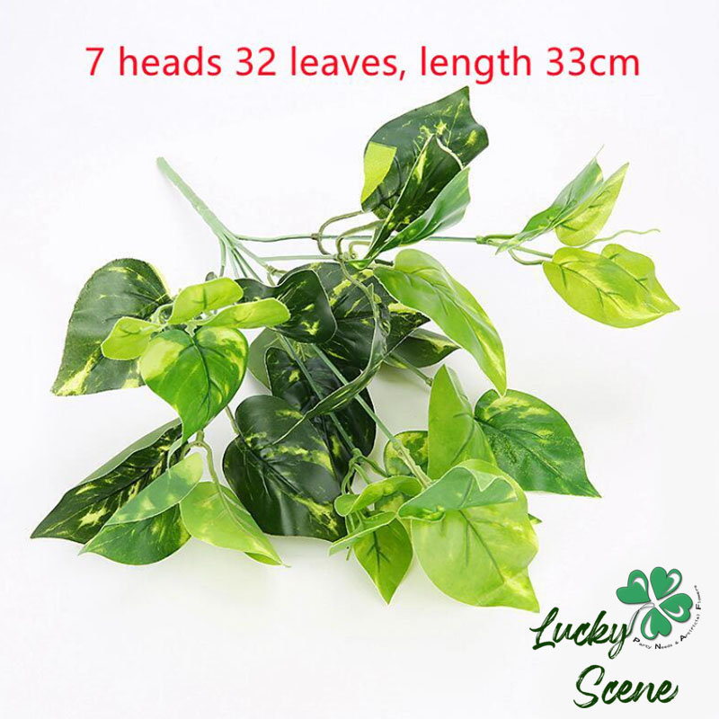 32pcs Artificial Leaves Fake Plants Green Fake Flowers Monstera Bouquet