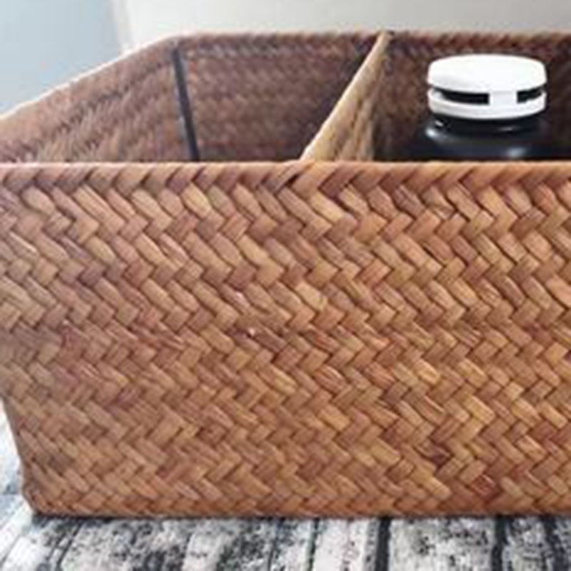 3Section Wicker Baskets for Shelves, HandWoven Seagrass Storage