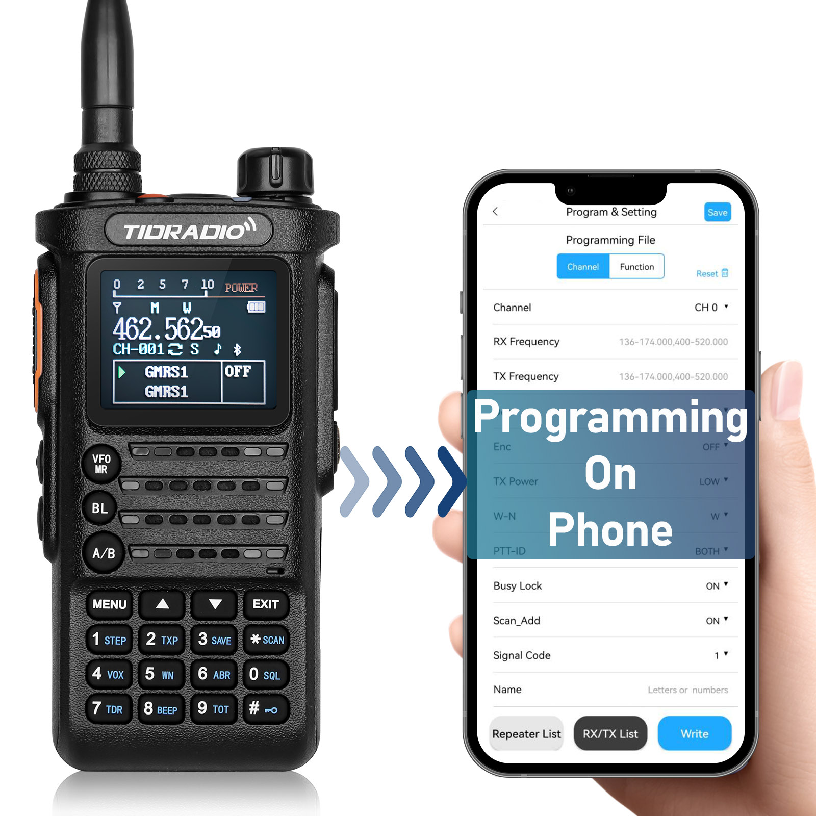 TIDRADIO H8 10W GMRS Radio APP Wireless Programmable, GMRS Repeater
