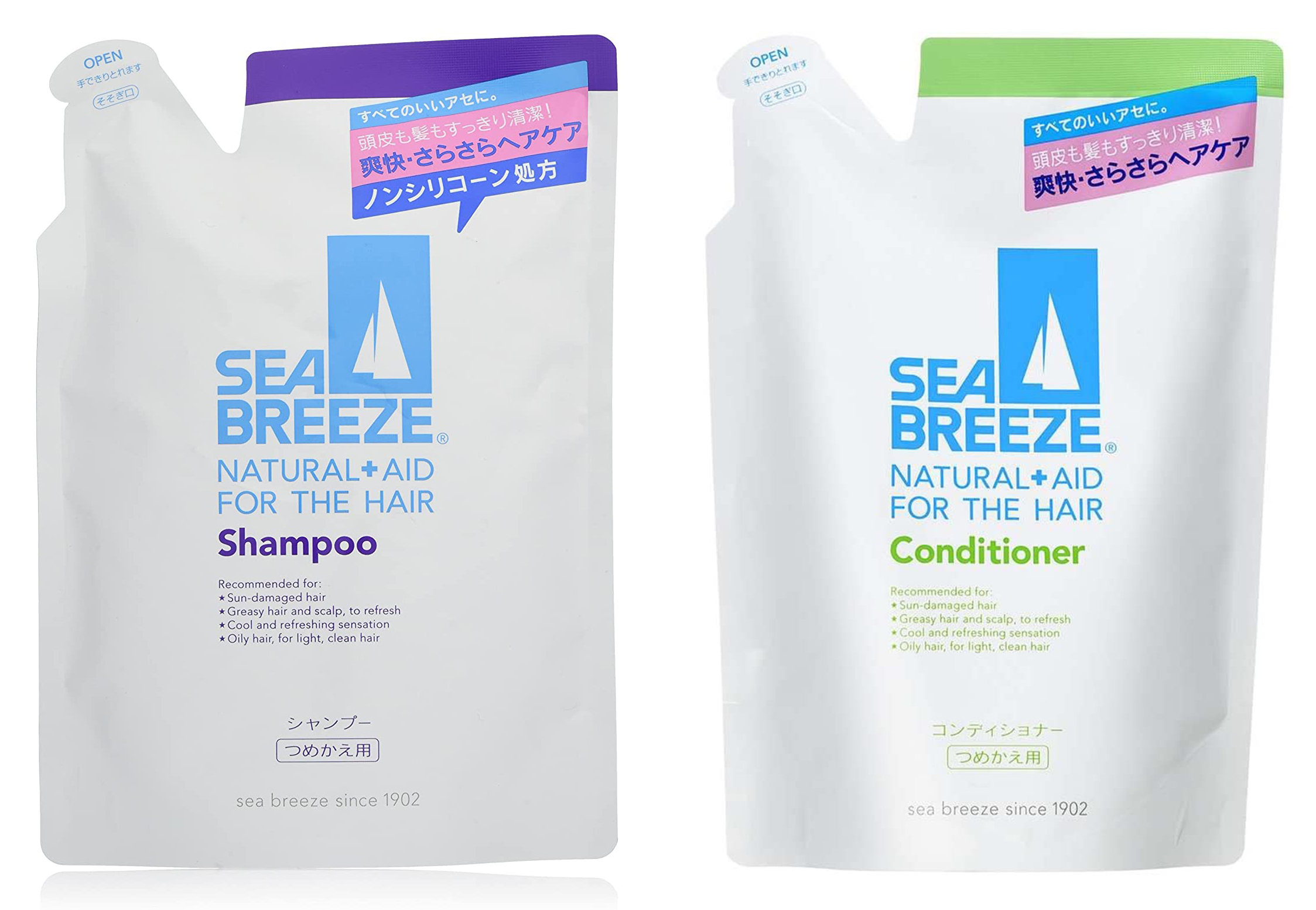 SEA BREEZE NATURAL+AID FOR HAIR SHAMPOO & CONDITIONERREFILLSET400ML
