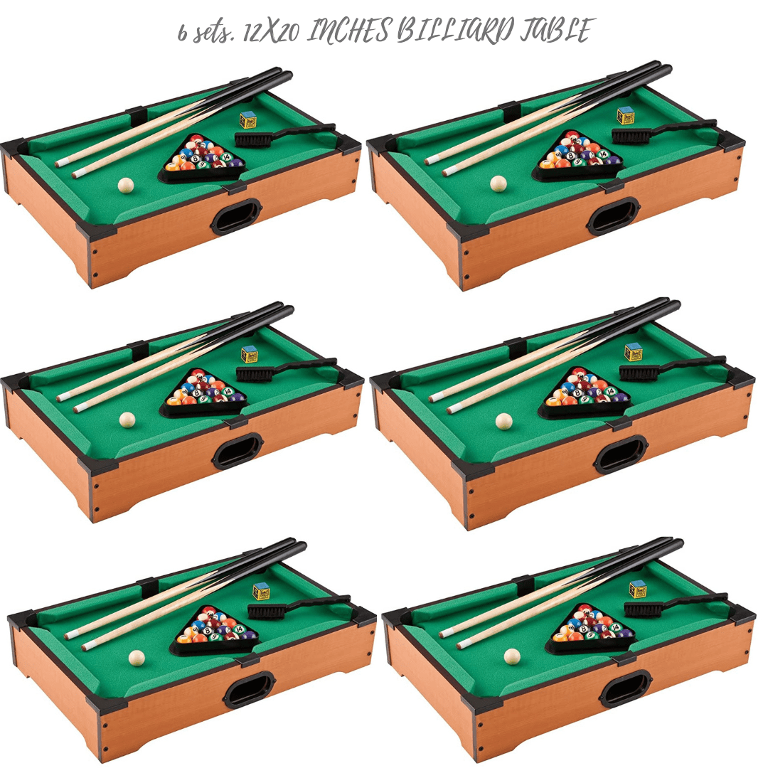 6 sets. 12x20 inches Table Top Billiard Table Set / Pool Game Set for