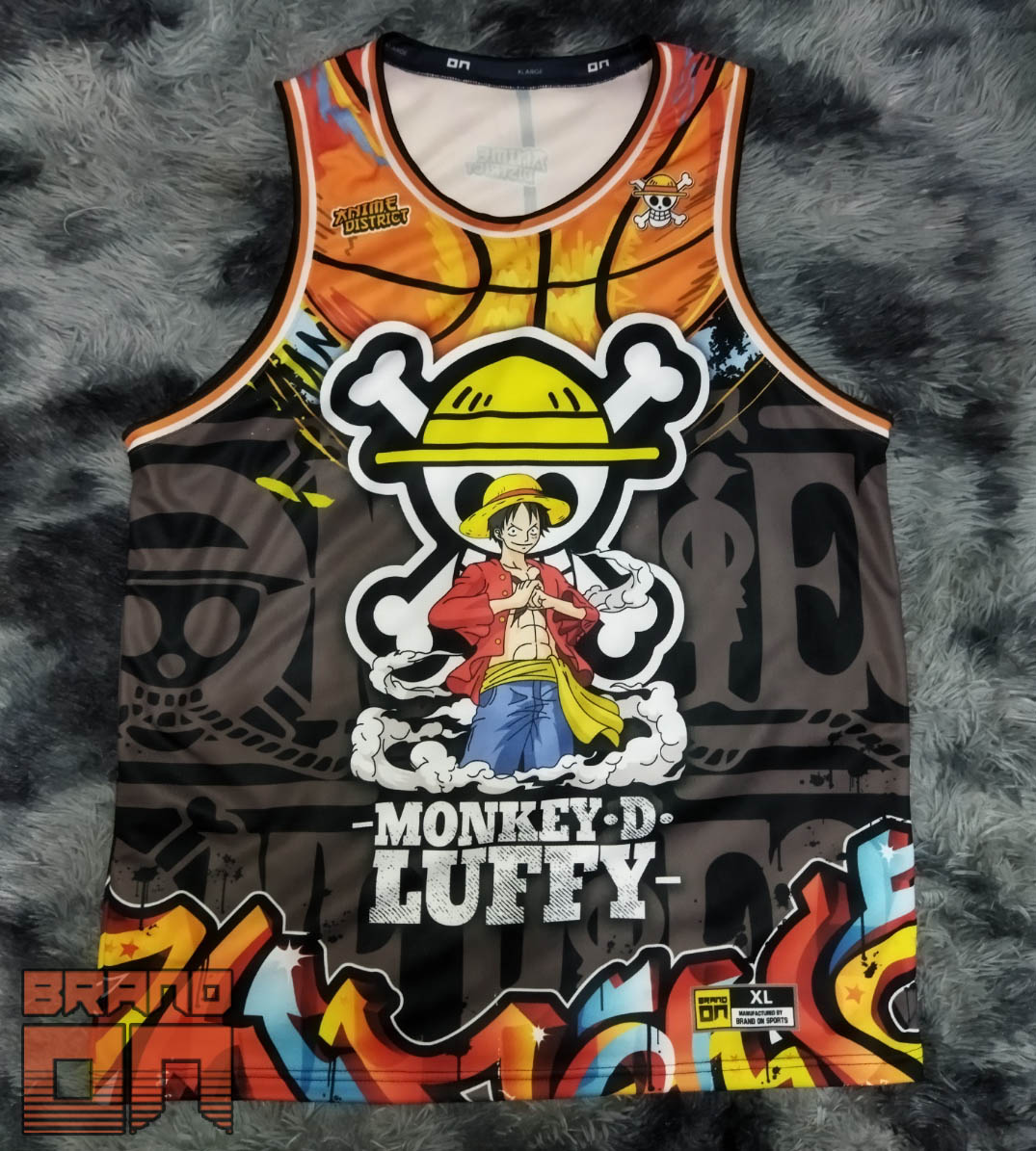 One Piece Anime Full Sublimation Basketball Top Jersey Luffy, Zoro