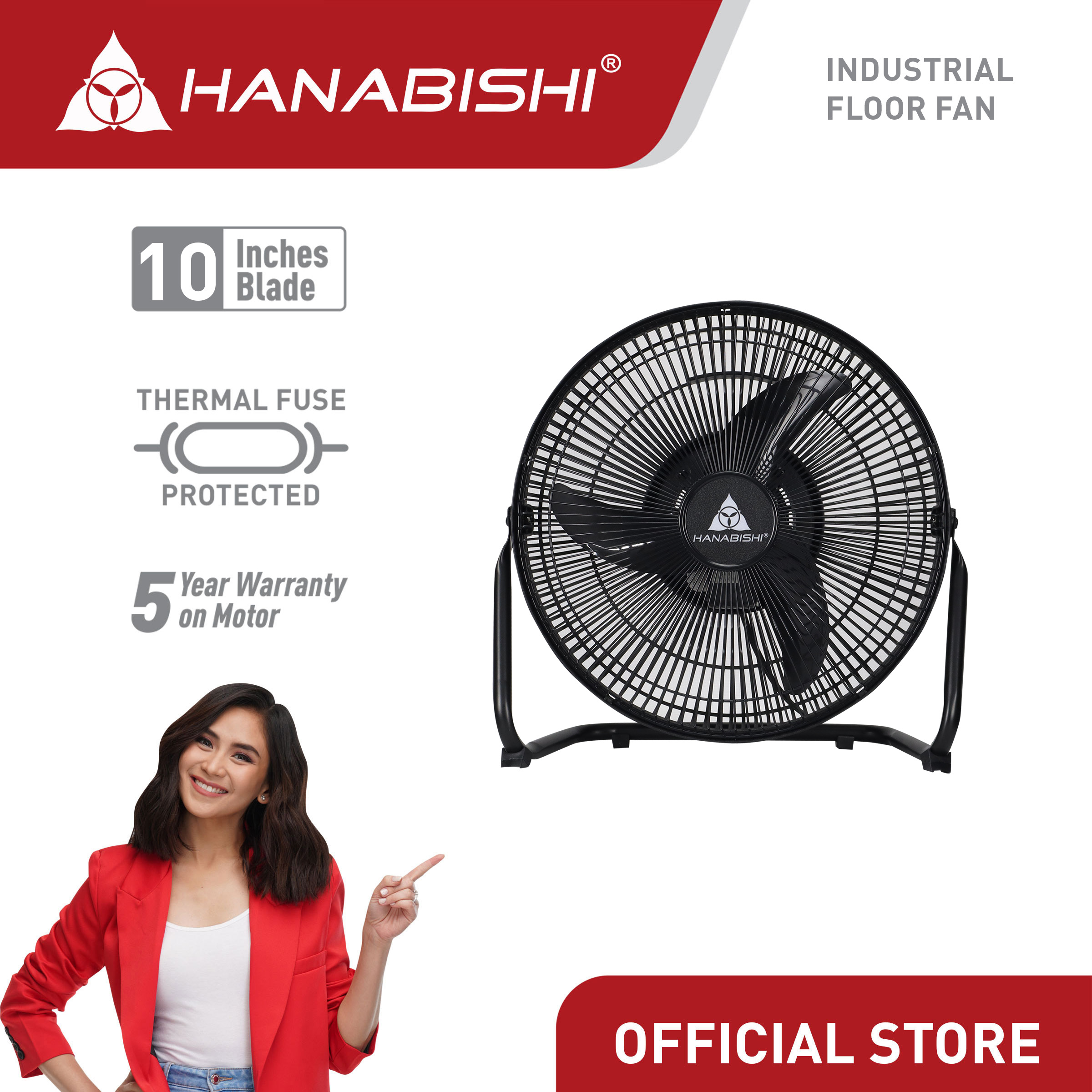 Hanabishi Industrial Floor Fan 10 Lazada PH