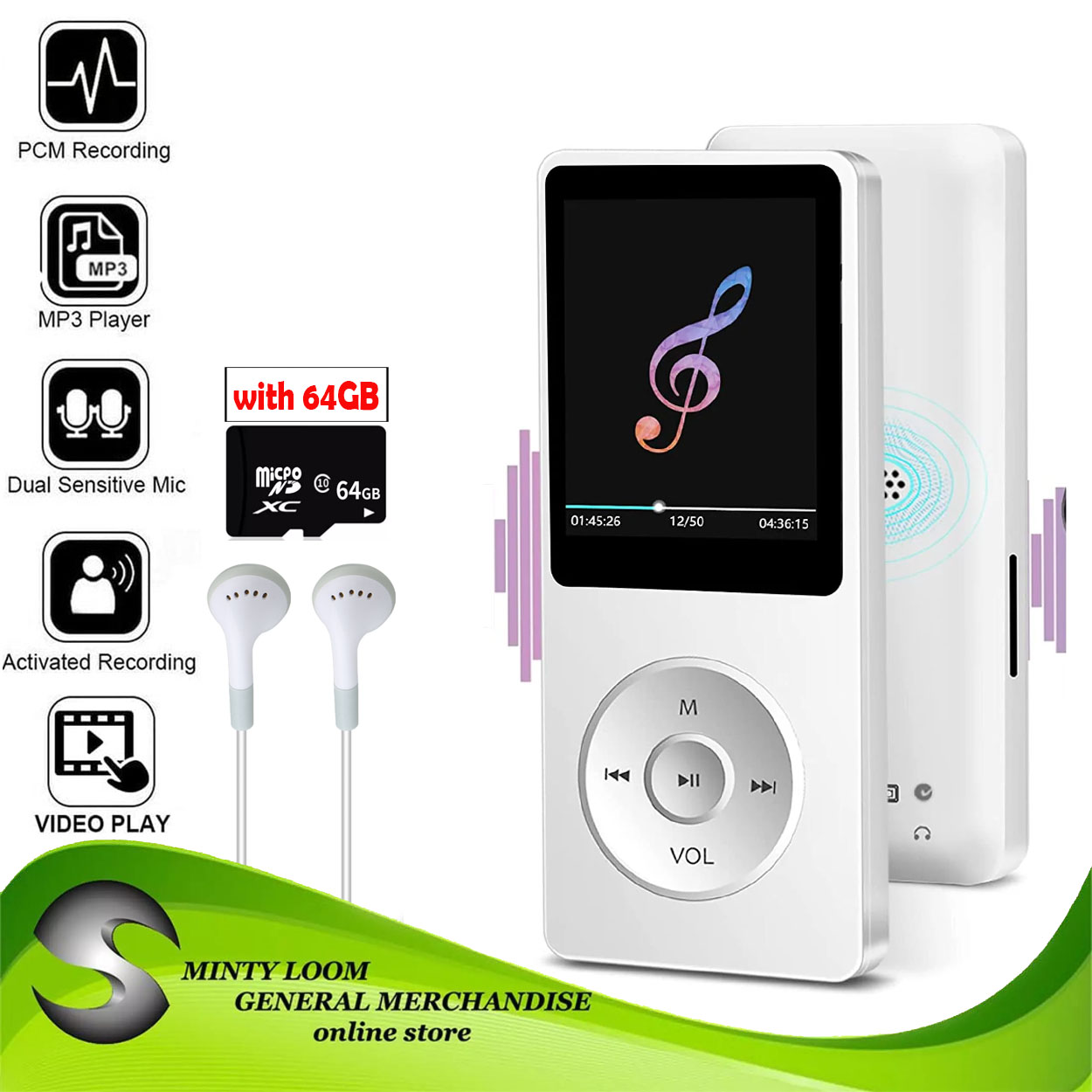 MP3 Player with FM Radio and Voice Recorder, Ultra Slim Music Player