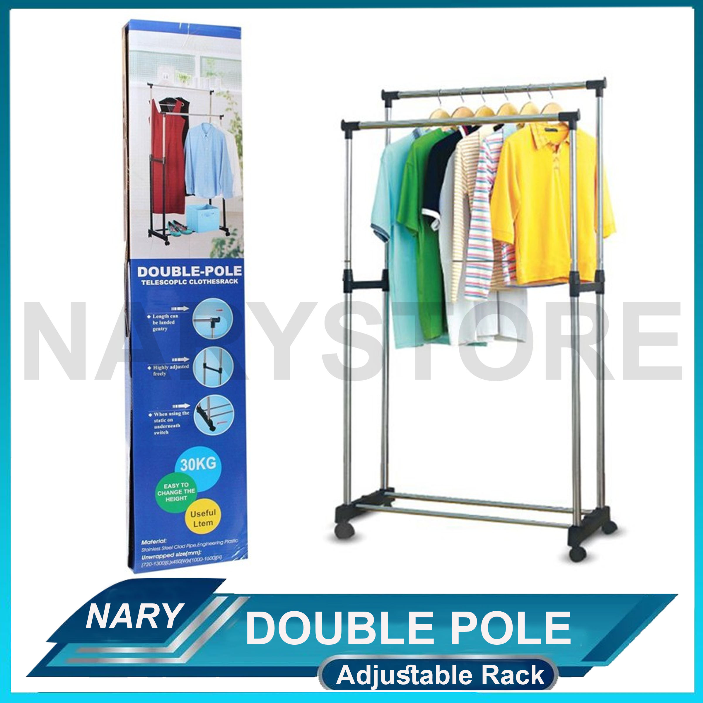 NARY Double Pole Telescopic Stainless Steel Clothes Rack High Quality Lazada PH