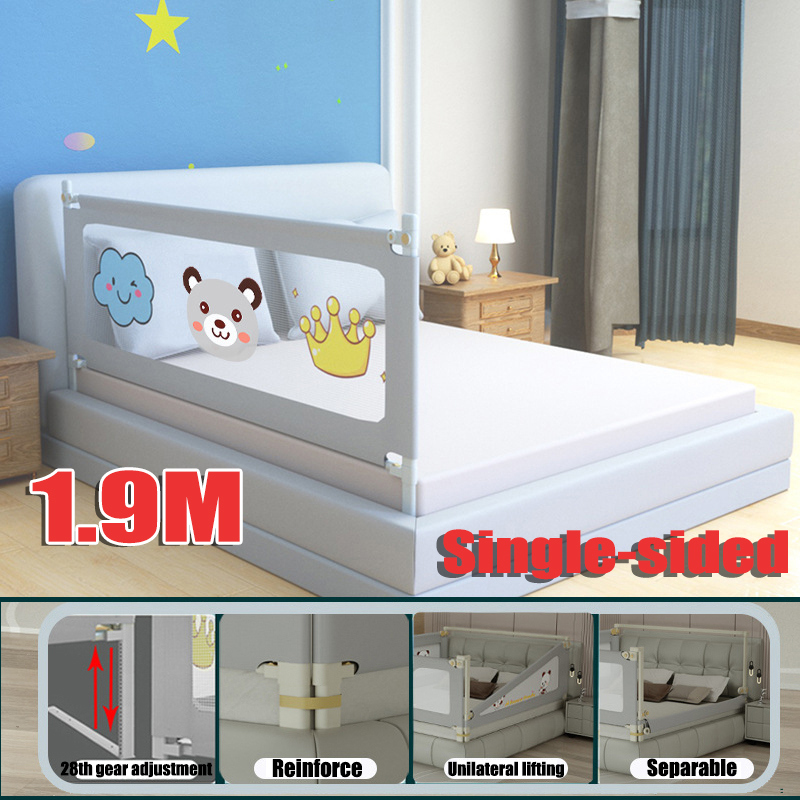 【1.2M/1.5M / 1.9M 】Safety Bed Fence Kids Vertical Lift Bed Rail Infants Security Fencing Barrier