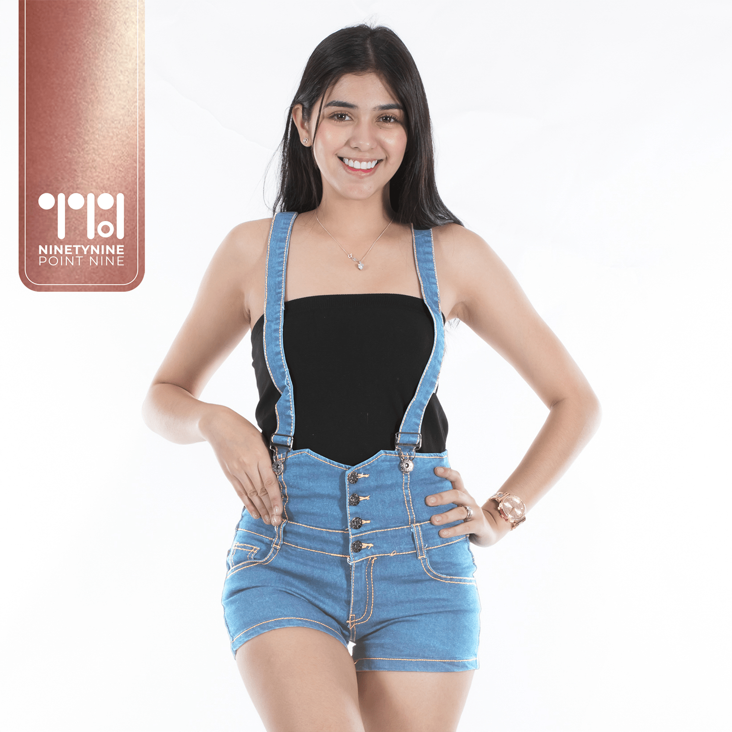 99.9 Classic High Waist Denim Jumper Shorts for Women [1037][L2