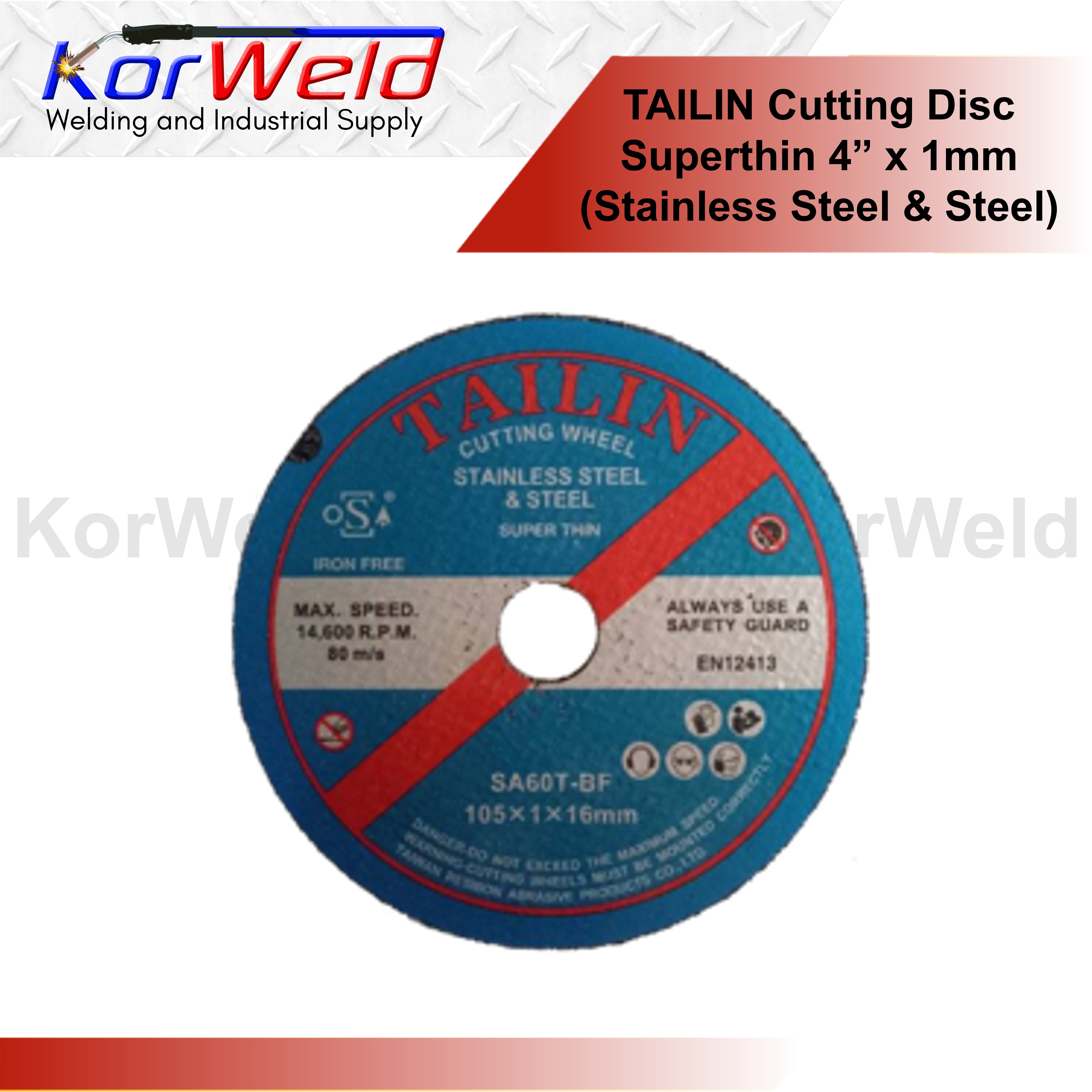 Tailin Cutting Disc Superthin 4" x 1mm x 26mm SA60T (400pcs / box