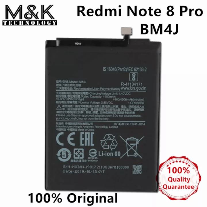 Original MK Battery For Xiaomi Redmi Note 8 Pro Note8 Pro BM4J Genuine