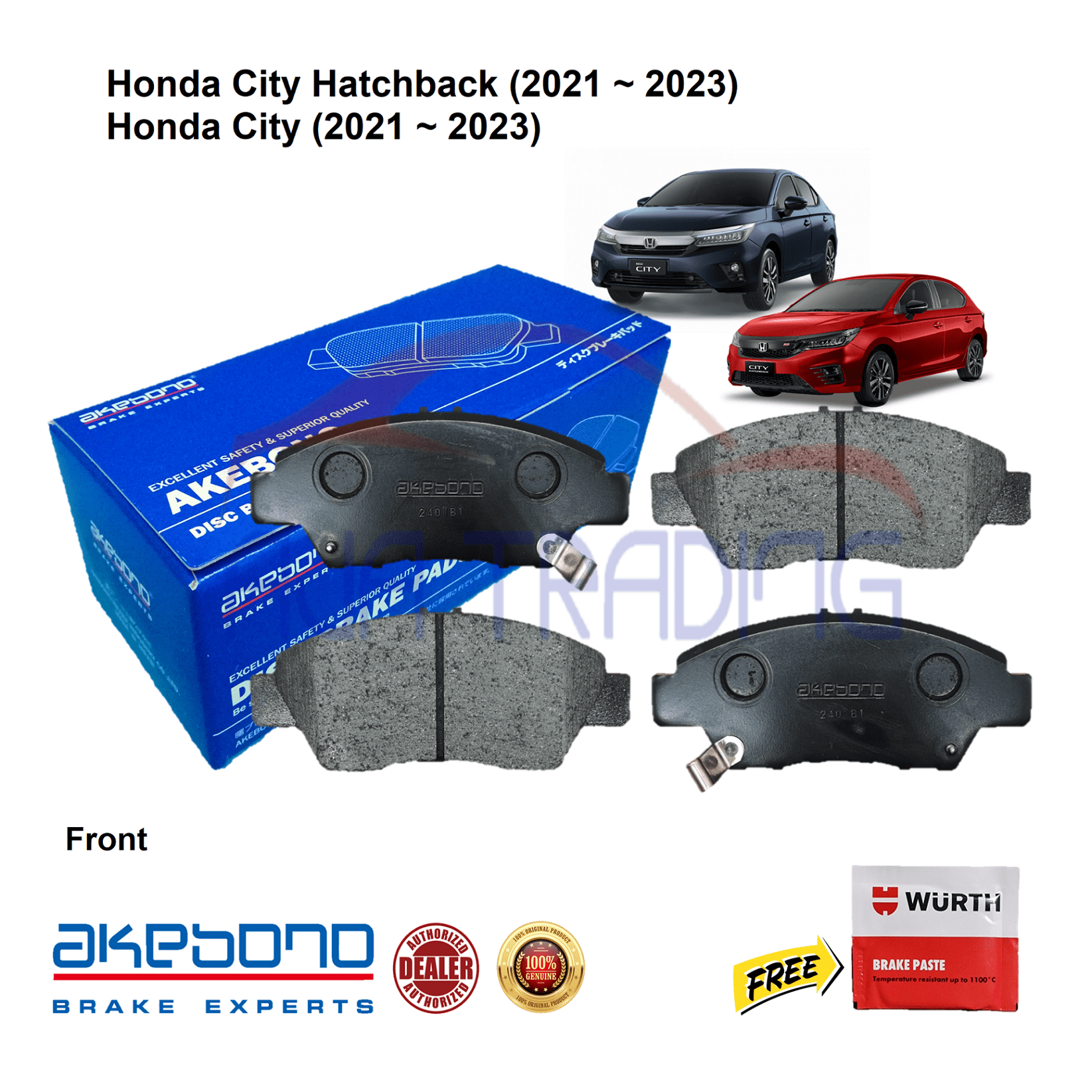 Genuine Akebono Front Brake Pads for Honda City (2021 2023), Honda City Hatchback (2021 2023