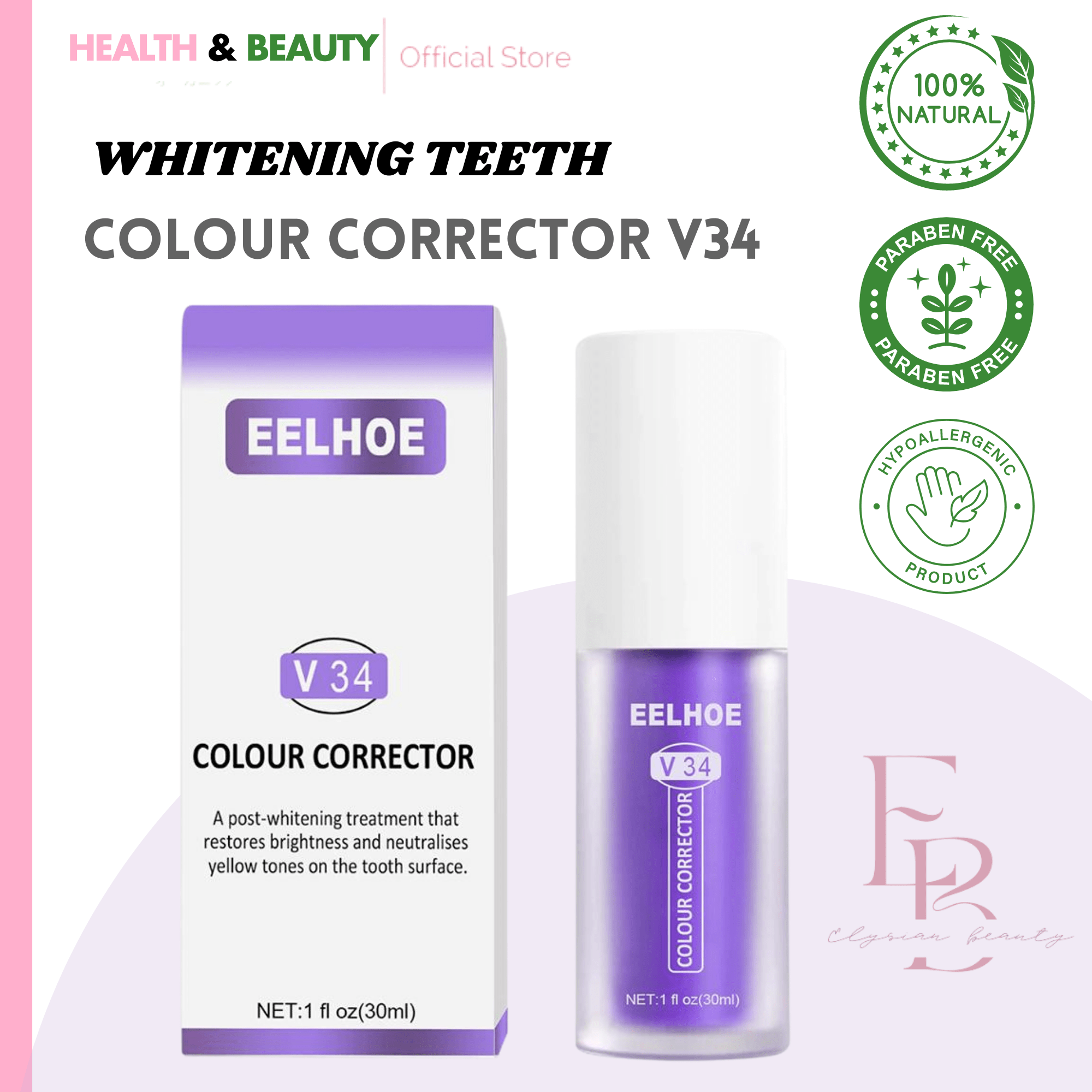 Eelhoe Teeth Whitening Toothpaste Colour Corrector Foam Toothpaste