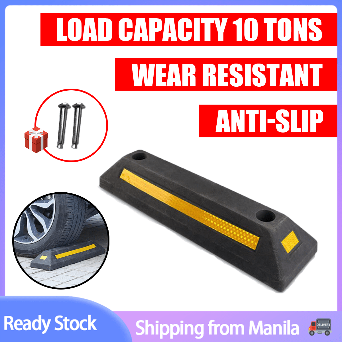 🔥【24 hour shipping】Car Heavy Duty Rubber Parking Stopper Parking